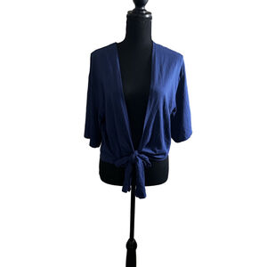 Bobi Los Angeles Ink Blue Tie Front Crop Top, XS, NWT